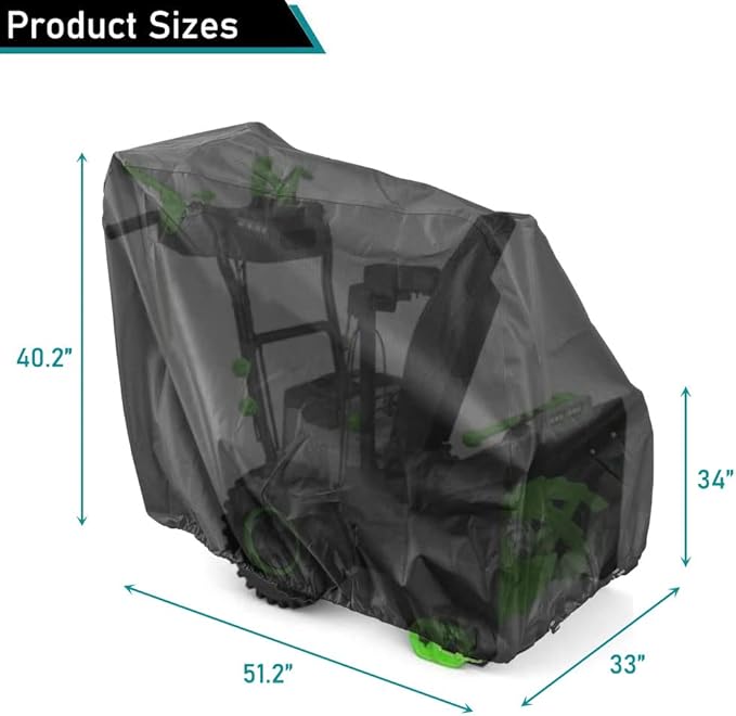 ZJYWSCH Snow Blower Cover for Outside Snow Thrower Cover Outdoor Two Stage Snowblower Cover Waterproof 600D Heavy Duty Universal Size 51.2" L x 33" W x 40.2" H