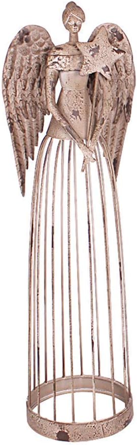 Linfevisi Garden Angel Statue Decor Rustic Metal Angel Sculpture Yard Art Heavenly Home Decor Antiqued Accent Housewarming Garden Gift 26 Inch Tall (Star)