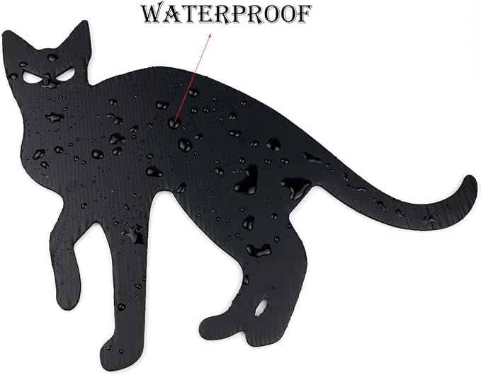 Halloween Yard Signs - 6 PCS Black Cat Decorations with Stakes for Outdoor Scary Silhouette with Glowing Eyes Waterproof Corrugated Plastic Lawn Decor