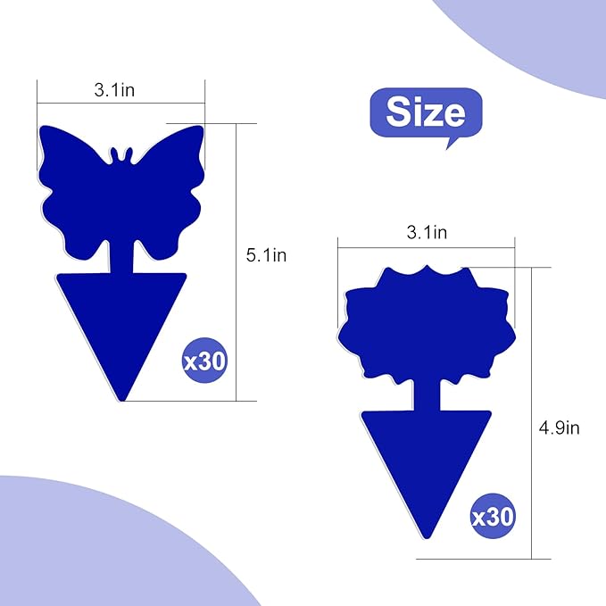 Fruit Fly Traps, 60 Pack Blue Sticky Traps, Fungus Gnat Traps, Plant Fly Stickers for Indoor and Outdoor Use Protect The Plant