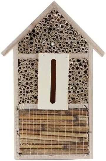 Wooden Insect House Hotel for Bee, Butterfly, Ladybirds, Beneficial Insect Habitat, Bug Hotel Garden 11.7" x 7.7" (C)