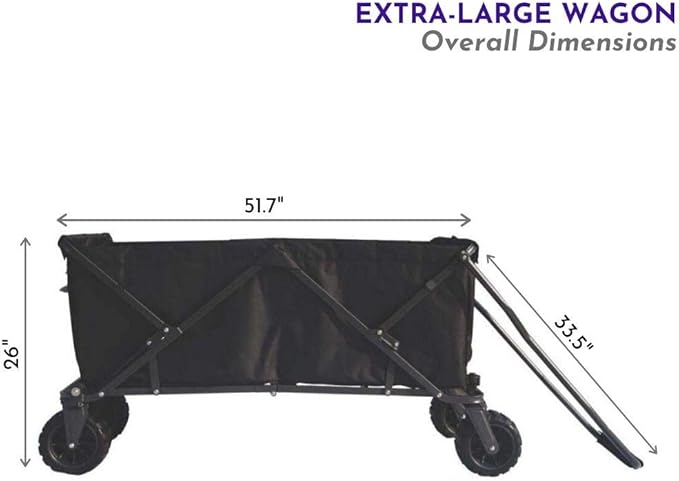 Impact Canopy Folding Collapsible Utility Wagon, Extra-Large Wagon with All-Terrain Wheels, Black