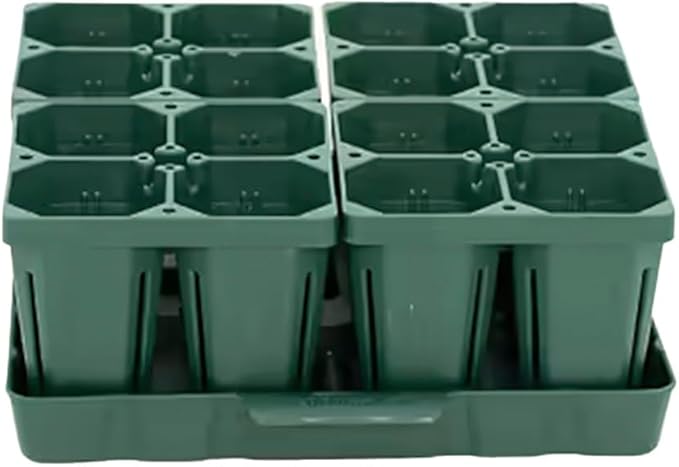 Vego garden Seedling Suite Products, 4 Pack Jumbo Seedling Trays with 10" x 10" Bottom Watering Trays