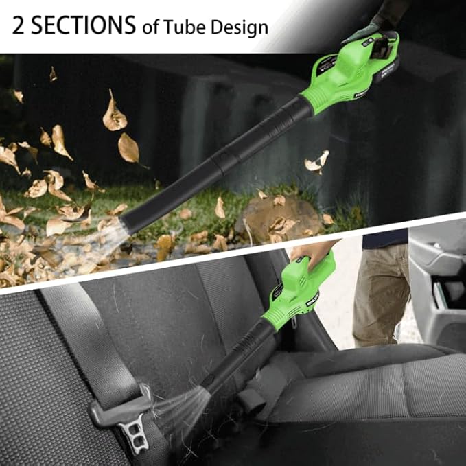 Leaf Blower Cordless, 20V Electric Cordless Leaf Blower with 4000mAh Battery and Charger, 2 Speed Modes, Lightweight Battery Powered Leaf Blowers for Lawn Care, Patio, Blowing Leaves and Snow