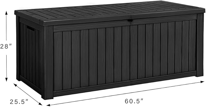 Devoko 150 Gallon Deck Box Resin Outdoor Storage Box Waterproof Storage Container for Patio Furniture Cushions