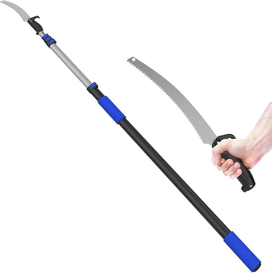 26FT Pole Saw, Telescoping Tree Trimmer with 5-20FT Extension Pole, Manual Branches Pruner for Backyard, Blue