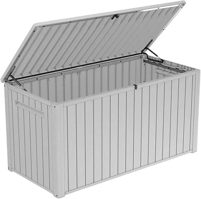 Outdoor Storage Box with Lockable Lid - Weather-Resistant and Stylish (White, 170)