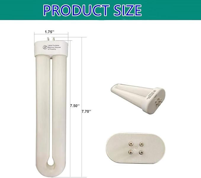 amgolibi 7.7 Inch BF-35 Replacement Bulb 15 Watt Compatible BK-15D, Fluorescent U Bulb Blue Light 365nm 15W, 4 Count