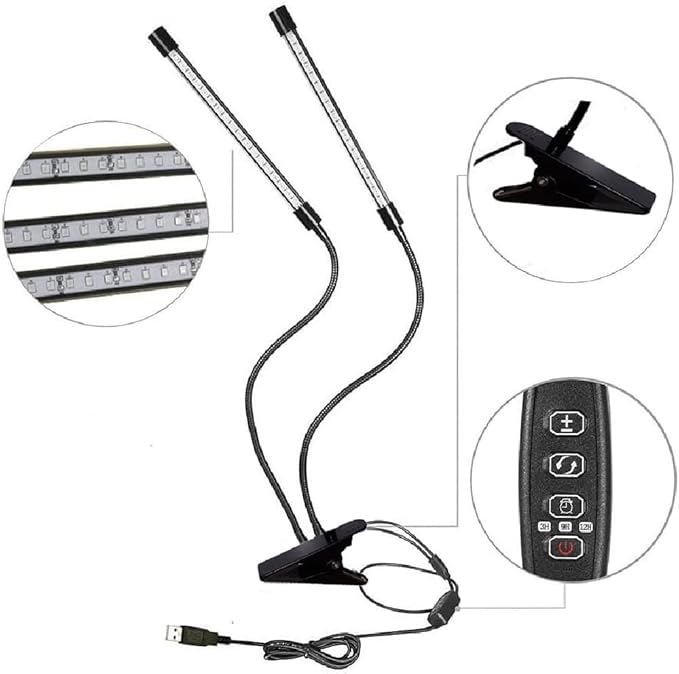 LED Plant Grow Lights for Indoor Plants 40 LED Full Spectrum Dual Head Plant Lights, 3 Switch Modes, 3,9,12H Timer, 9 Dimmable Brightness Growth Lamp for Indoor Succulent, Vegetables