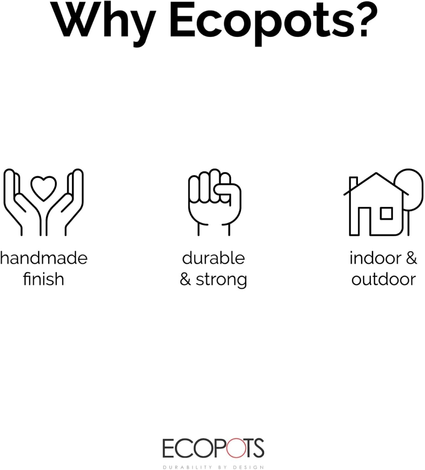 Ecopots Amsterdam Durable Modern Round Indoor/Outdoor Recycled-Based Composite Flower Pot Planter, Grey, 16"