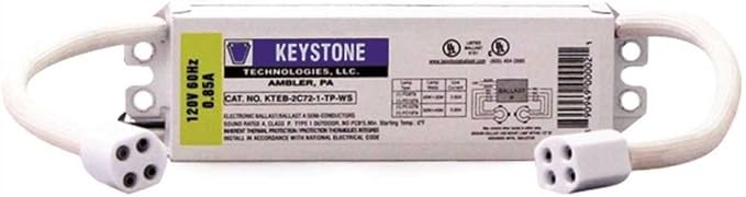 Keystone Ballasts 22 & 32 Watt or 32 & 40 Watt circline, 120V, w/sockets, Electronic Model Number KTEB-2C72-1-TP-WS-CP