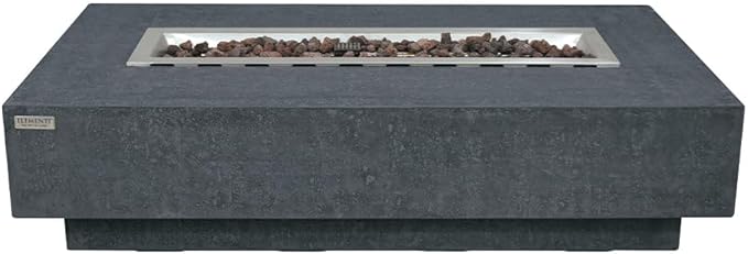 Hampton Concrete Fire Pit 56" x 32" Outdoor Patio Firepit Includes Lava Rocks Modern Fire Pits & Outdoor Fireplaces for Garden, Deck, Indoor & Outdoor Heating