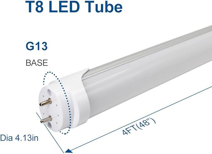 LightingWill LED T8 Light Tube 4FT, Warm White 3000K-3500K, Dual-End Powered Ballast Bypass, 2000Lumen 18W (40W Equivalent Fluorescent Replacement), Frosted Cover, AC85-265V Lighting Fixture, 4 Pack…
