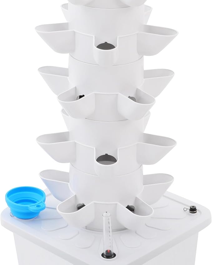Hydroponic Growing Tower, 7 Layer 35 Pods Hydroponic Grow Towers Kit with Water Pump and Movable Water Tank, Plant Germination Kit, for Vegetable, Strawberries, Lettuce