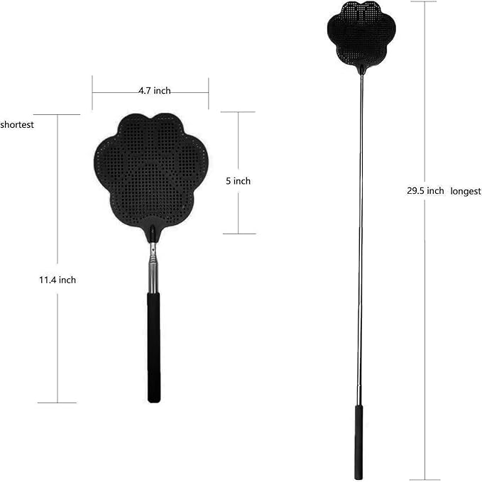 Fly Swatter, Elescopic Fly Swatters, FlySwatter for Indoors with Stainless Steel Handle 1PCS