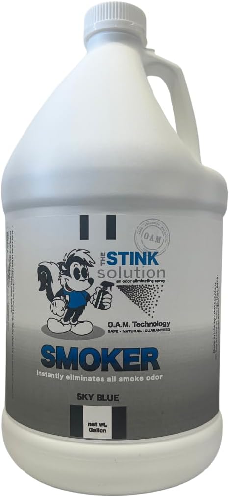 Smoke Odor Eliminator Spray for Home, Car, Clothes, Hands, Hair, Walls, & More | Completely Neutralizes All Types of Smoke Odor | Best Smoke Smell Remover Sky Blue 1 Gallon