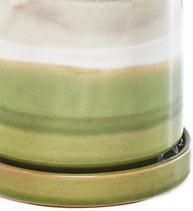 CHIVE ‘Minute’ Ceramic Planter Pot — Cute 5” Colorful Succulent Pots for Indoor & Outdoor House Plants — Beautiful Modern Farmhouse Kitchen Decor — Green Layers