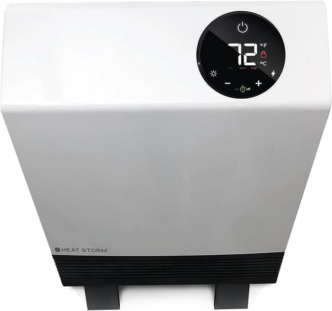Heat Storm Wave Floor to Wall Infrared Space Heater with Attachable Feet, Remote Control, Built in Thermostat, 500-1000 Watts, 13x4x17 in, With Feet