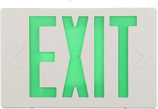 SPECTSUN 1 Pack Led Green Exit Sign with Battery Backup, LED Exit Sign, Emergency Exit Light with Battery Backup, Double Face, UL 924, AC 120/277V, Damp Location, Hardwired Red Letter Exit Lights for Business.