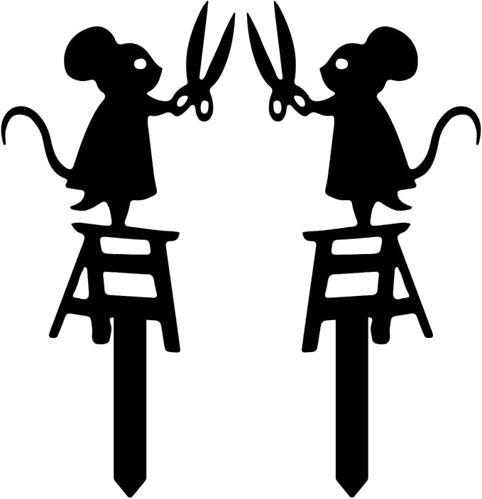 Metal Animal Garden Decor,Funny Mouse Statues for Flower Planter,Indoor and Outdoor Decoration-2 Pack