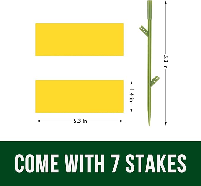 Garsum 21 Traps Sticky Houseplant Traps Gnat Yellow Insect Trap Indoor Fruit Fly Stakes Trap