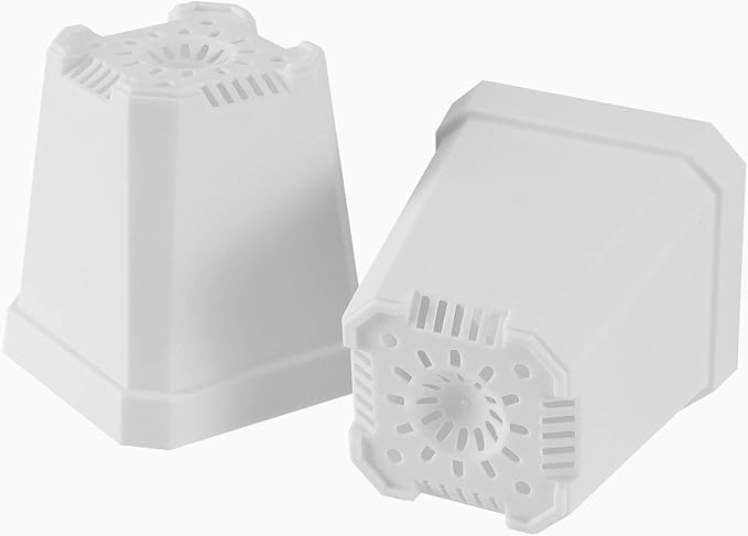 JOIKIT 120 Pack 3 Inch White Square Nursery Pot, Plastic Square Plant Pot with Drainage Hole, Seedling Nursery Transplant Planter for Indoor, Outdoor, Garden, Office, Balcony
