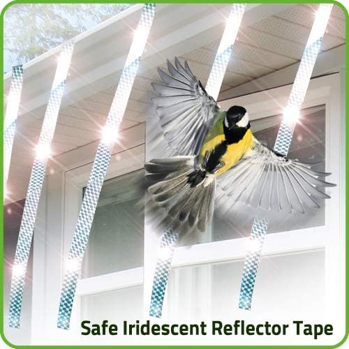 De-Bird Bird Tape Repellent & Reflective Scare Tape - 350 Ft Roll, Multicolor Dual-Sided - Garden Reflectors to Keep Birds Away - Pigeon & Goose Control