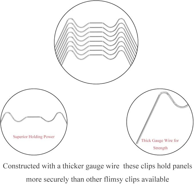70 Pieces Stainless Steel Greenhouse Panel Clips Greenhouse Glazing Clips Wire Clip Thick Gauge Wire W Type Clip Stability High Tensile for Harbor Freight 2.95 inch/7.5cm