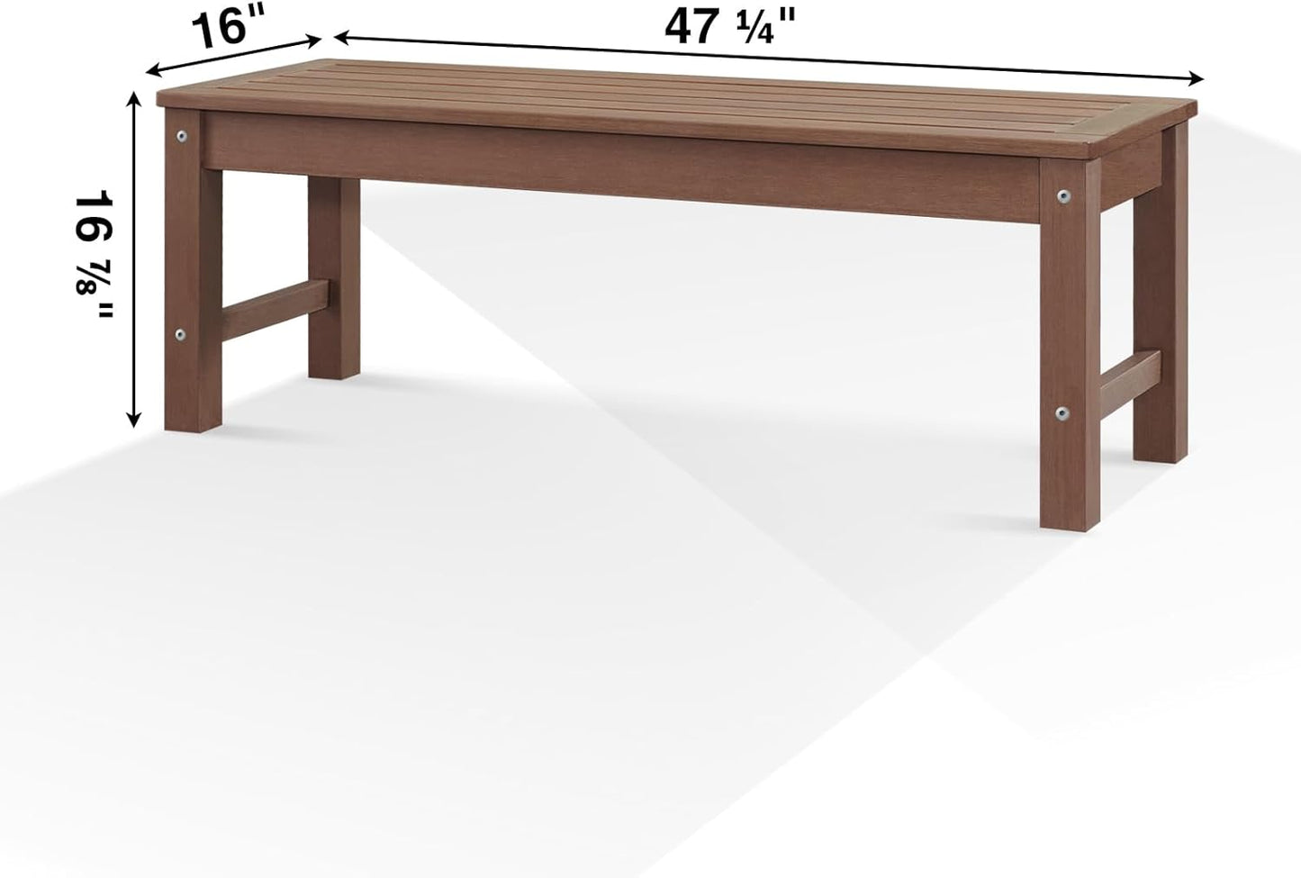 Psilvam Knight Bench Set of 2, Two Person Outdoor Poly Lumber Patio Backless Bench, Weatherproof Garden Bench That Never Rot and Fade, Suit for Church, School, Garden, Porch and Park (Brown)