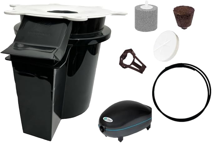 DWC Hydroponics Grow System, 5-Gallon Deep Water Culture with Air Hose, Air Pump, and Air Stone (1)