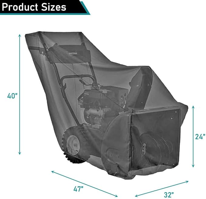 ZJYWSCH Snow Blower Cover 600D Heavy Duty Snow Thrower Cover Outdoor Waterproof Universal Size 47" L x 32" W x 40" H Two Stage Snow Blower Thrower Cover