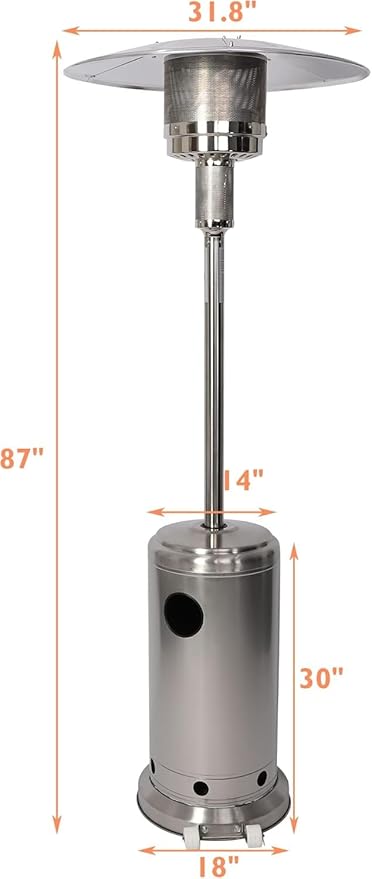 Patio Heater for Outdoor Use with Wheels, LP Propane Heater with Triple Protection System, CE & ETL Certified, Outdoor Heater for Commercial Residential Courtyard Porch Garage(Silver)