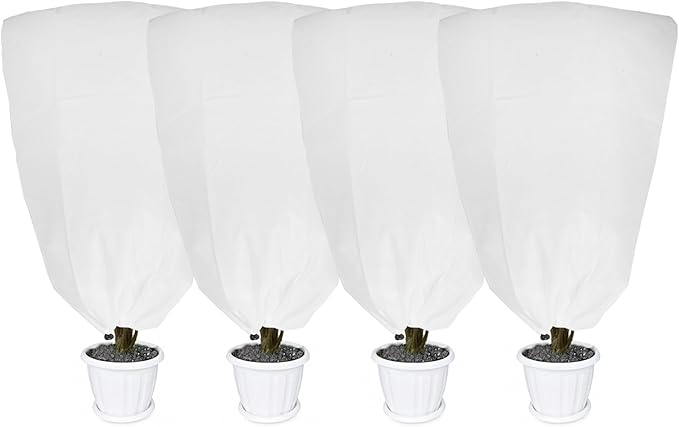 4 Pack Plant Covers Freeze Protection for Winter, 47.2"×31.5" Frost Cloths for Outdoor Plants Cold Weather Blankets with Drawstrings