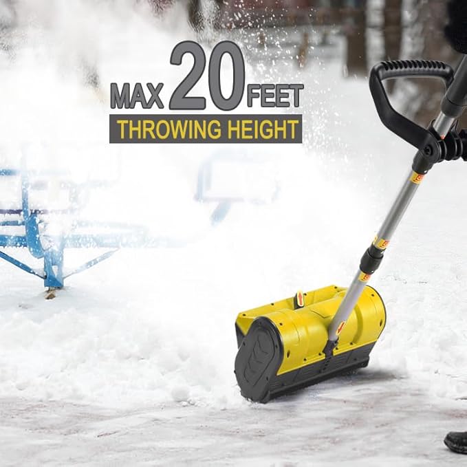 Cordless Snow Shovel,12" Electric Snow Blower with Adjustable Handle and Directional Plate,6.2" Clear Depth with Front Handle for Deck,Patio,Bare Tool(No Battery) (for Dewalt)