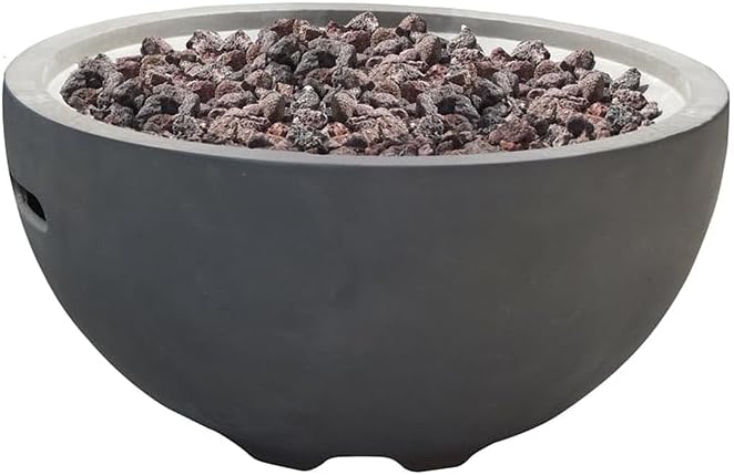 Nantucket Concrete Fire Pit 26" x 26" Patio Firepit Includes Lava Rocks Modern Fire Pits & Outdoor Fireplaces for Garden, Deck, Indoor & Outdoor Heating