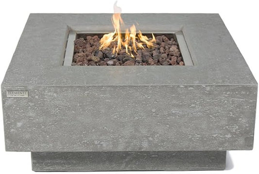 Manhattan Concrete Fire Pit 36" x 36" Outdoor Patio Firepit Includes Lava Rocks Modern Fire Pits & Outdoor Fireplaces for Garden, Deck, Indoor & Outdoor Heating