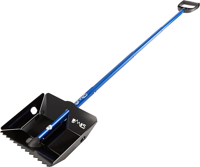 DMOS Stealth Shovel - Lightweight, Heavy-Duty Aluminum Sand & Snow Shovel with Extendable & Collapsible Handle for Camping, Overlanding, Survival, & Off-Road Use - Black/Blue - X-Large
