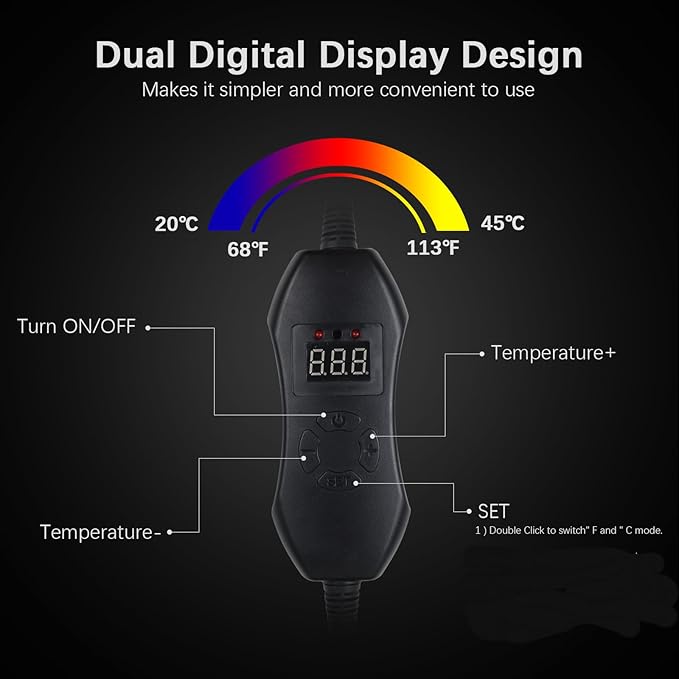 Seedling Heat Mat with Digital Thermostat, 10" x 20.75" Waterproof Heating Pad for Hydroponic Germination Seed Starting, Adjustable Controller