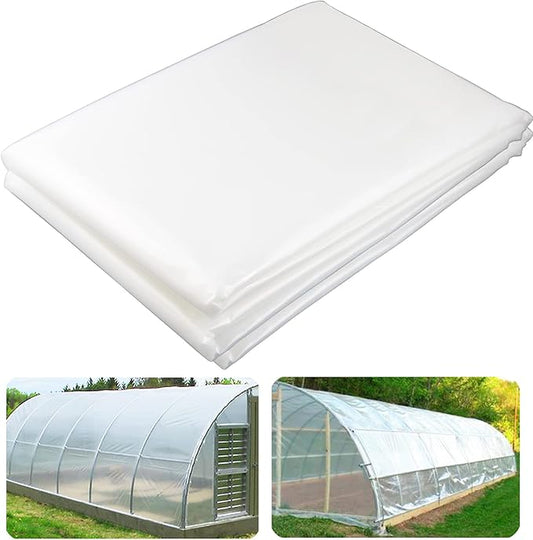 Yowlieu 8' x 25' Clear Greenhouse Plastic Sheeting, 6 Mil UV Resistant Polyethylene Greenhouse Film Hoop Green House Plastic Cover for Farms, Agriculture, Garden