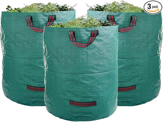CAMPFIRE 3 Pack 72gallon Garden Waste Bags (H30, D26 Inches) With Handles, Heavy Duty Leaf Bags, Reusable Lawn Garden Bags And Yard Waste Bags, Suitable For Leaf Collectors