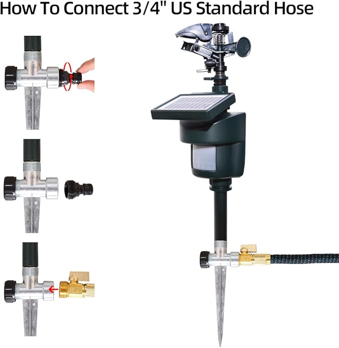Motion Activated Sprinkler with Solar Panels Deter Animal Cat, Birds, Dogs Repellent Outdoor Lawn Motion Sensor Water Sprinkler for Garden