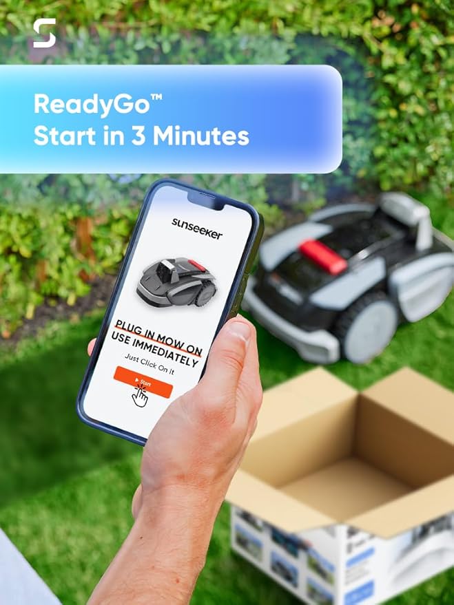Sunseeker V3 Wireless Robot Lawn Mower 0.15 Acre/ 6,400 Sq. Ft, One-Click Mowing Automatic Lawn Mower, Vision AI Smart Obstacle Avoidance, 42% Slopes, Low Noise, Multi-Zone Navigation, App Control