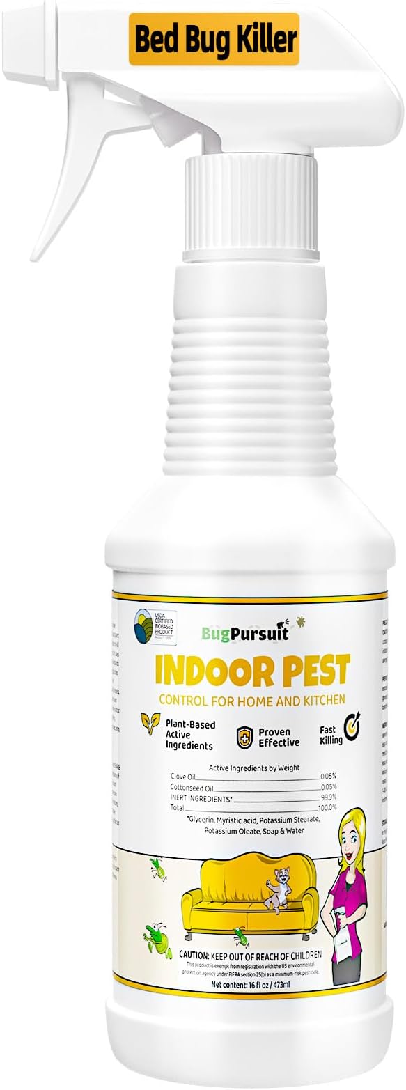 Bed Bug Spray 16 Oz, 100% Kill Efficacy, Indoor & Outdoor Bug Control for Bug Egg, Mite, Ant, Spider and Flea, Plant Extract Based Non Toxic Bed Bug Killer, Child & Pet Safe