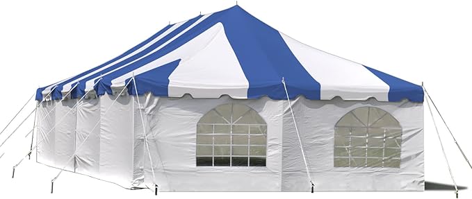 Party Tents Direct 20'x 40' Weekender Canopy Pole Tent with Sidewalls - Easy Up Canopy Tent with 160 Person Capacity - Outdoor Canopies for Parties, Weddings, and Events (Blue/White)