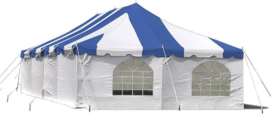 Party Tents Direct 20'x 40' Weekender Canopy Pole Tent with Sidewalls - Easy Up Canopy Tent with 160 Person Capacity - Outdoor Canopies for Parties, Weddings, and Events (Blue/White)