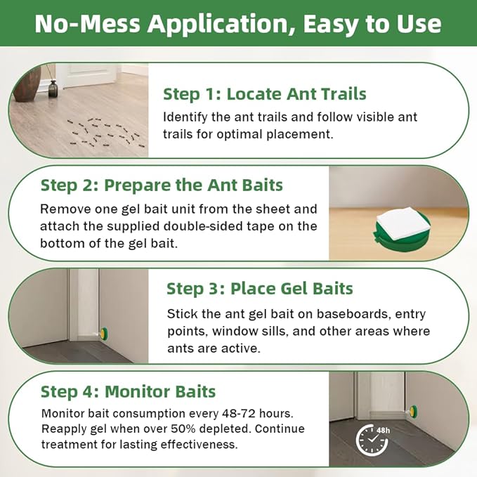 36 PCS Ant Killer Gel Bait Stations, Extra Strengthen Ant Bait Traps, Long-Lasting Effective Pest Gel for Carpenter Ants and Other Common Household Ants, No Mess Easy Use, Safe for Pets and Kids