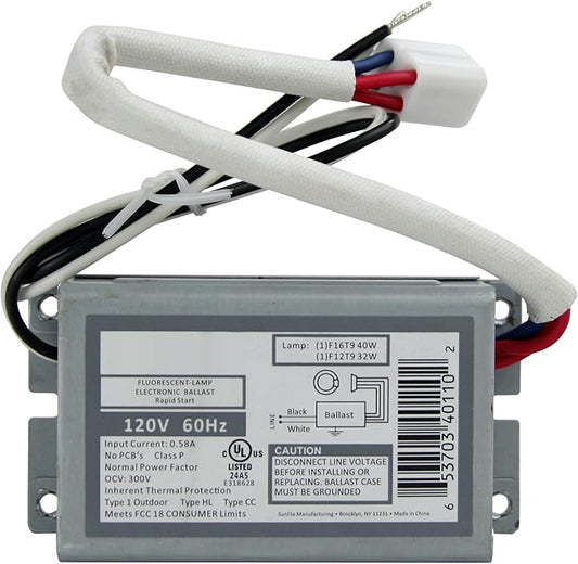 Diodesy- Electronic Ballast Rapid Start 120V 32W Rating 60Hz Fluorescent Circline Ballast Use with 1 Lamp F16T9 (40W) and F12T9 (32W) UL Approved