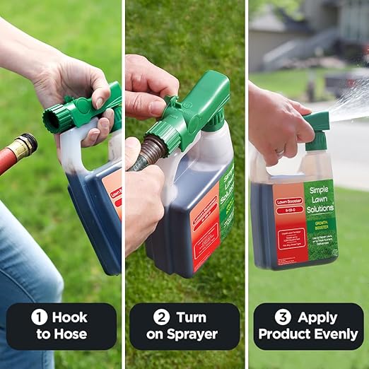 Extreme Grass Growth Lawn Booster- Liquid Spray Concentrated Starter Fertilizer with Humic Acid- Any Grass Type- Simple Lawn Solutions (32 oz. w/Sprayer)