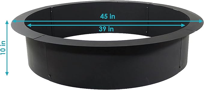 Sunnydaze Outdoor Fire Pit Ring - DIY Above or In-Ground Steel Fire Ring Insert - 45-Inch Outer/39-Inch Inner Diameter