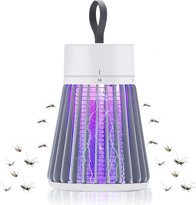 Mosquito Zapper, Hanging Rechargeable Bug Zapper Mosquito Killer Lamp - Portable UV Insect Trap for Indoor/Outdoor, USB-Powered with Grid for Camping, Bedroom, Patio, Kitchen